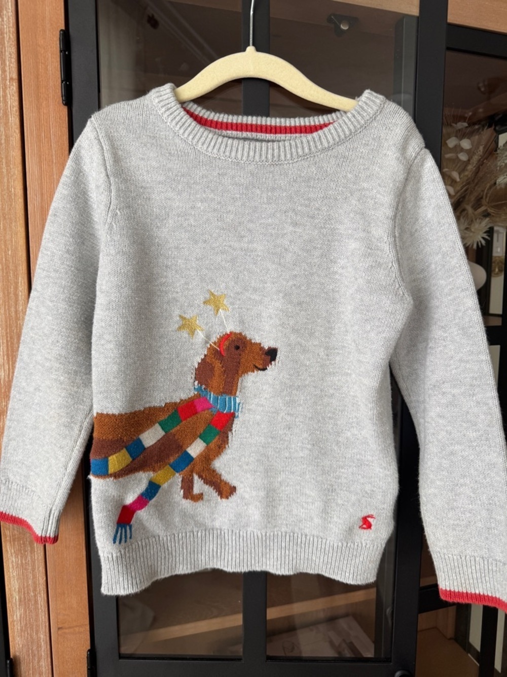joules dog puppy knit sweater toddler girl dachshund festive cracking stars - Picture 2 of 10